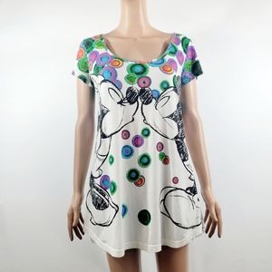 Rare Desigual + Disney Collab Mickey + Minnie The Kiss Crewneck Top Sz L